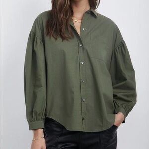 Rails Janae Button-Front Shirt in Olive